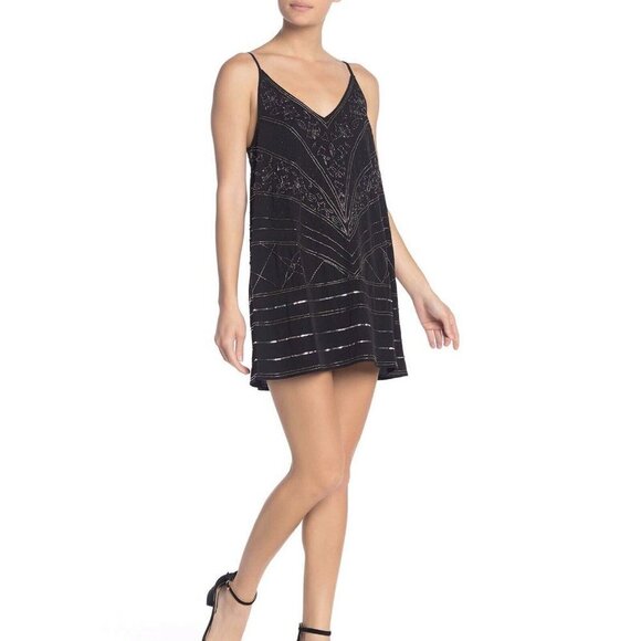 Free People Dresses & Skirts - Free People Black Beaded Make A Move Mini Slip Dress XS NWT $128
